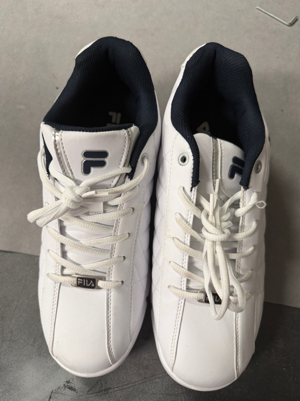 Fila White Men's Athletic Sneakers with Navy Interior